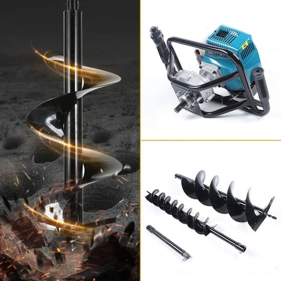 FETCOI 52CC Gas Powered Post Hole Digger Earth Auger Borer Fence Ground Drill + 2 Bits