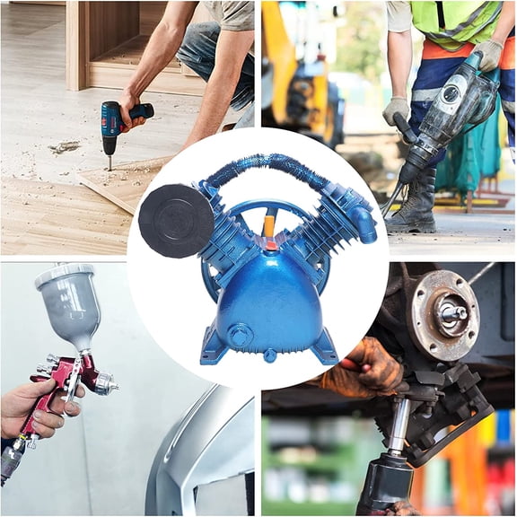 FETCOI Air Compressor Pump Head, 21CFM 175PSI V Type Twin Cylinder Air Compressor Pump Head, Exhaust Cylinder Cast Iron Low Noise