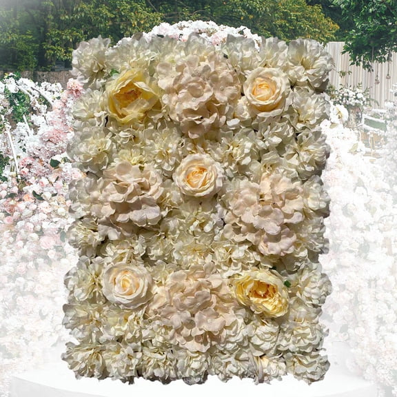 FETCOI Artificial Silk Flower Wall Hydrangea Panel Mat Pad Wedding Decor Backdrop 6PCS