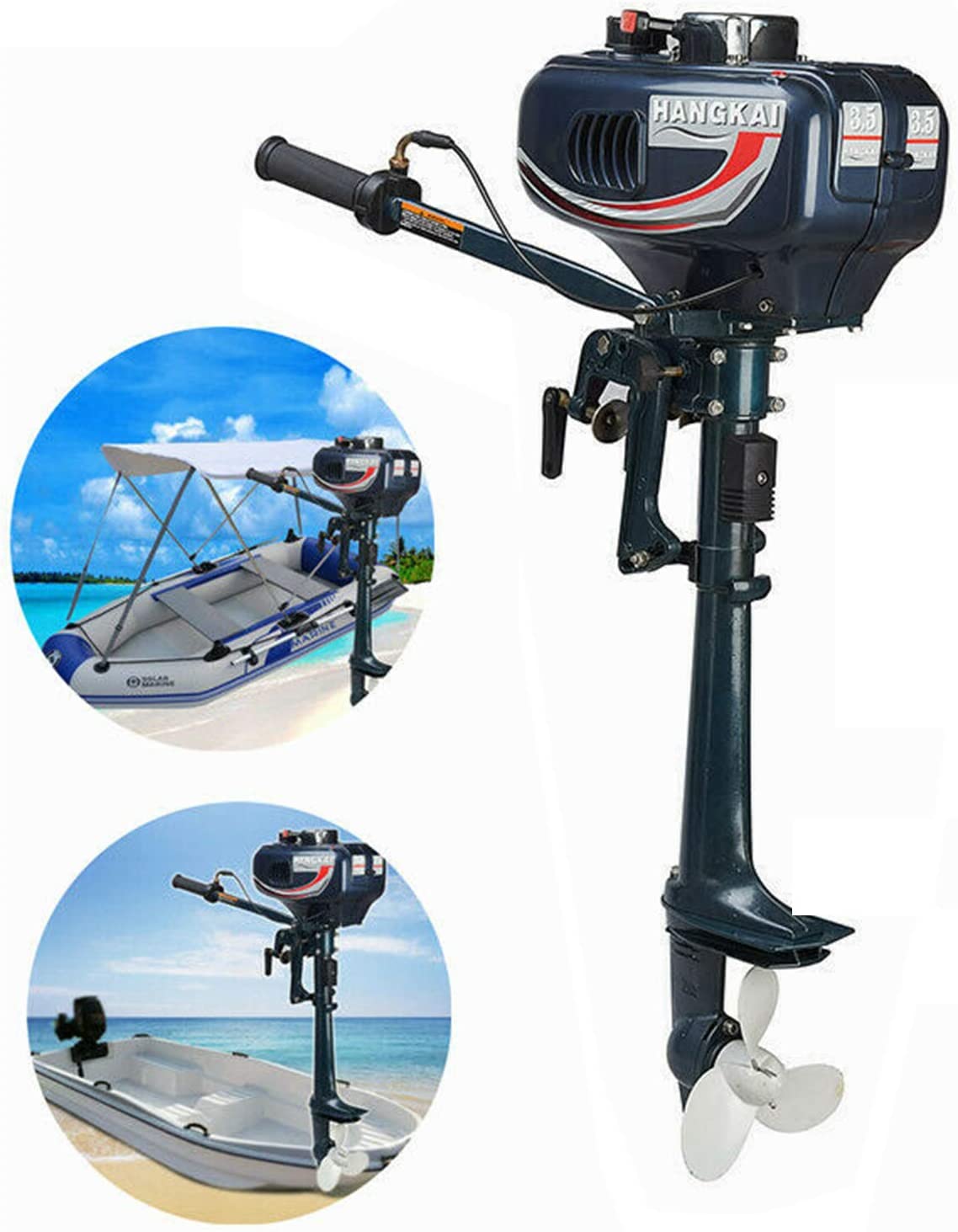 FETCOI Boat Engine, 2-Stroke 3.5HP Outboard Motor Boat Engine Water Cooling System 2.5KW