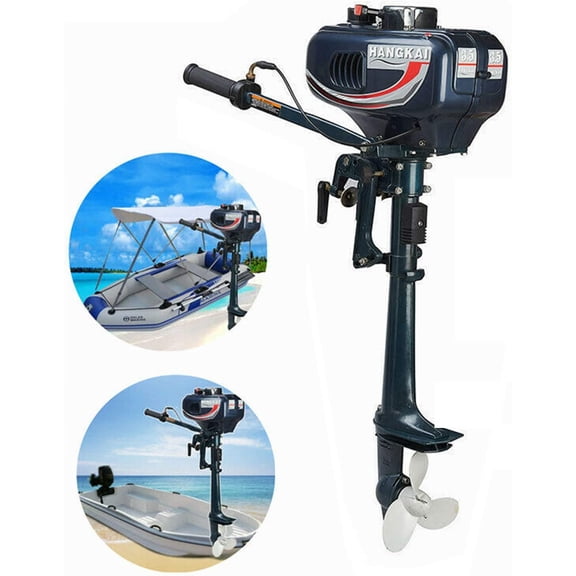 FETCOI Boat Engine, 2-Stroke 3.5HP Outboard Motor Boat Engine Water Cooling System 2.5KW
