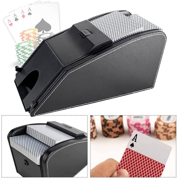 FETCOI Card Shuffler Machine Black Automatic Card Shuffler Machine Fast and Easy to Use 1-2 Deck Electric Poker Shuffling Machine Durable and Portable Shuffle Machine 110V