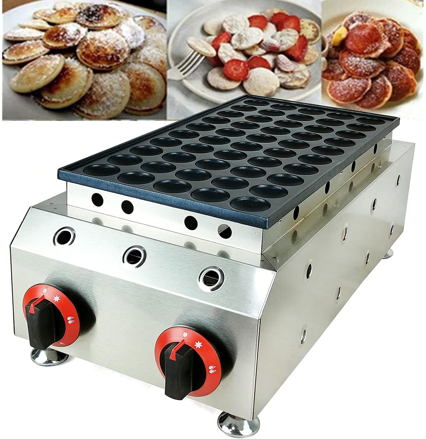 FETCOI Commercial Gas Mini Dutch Pancake Baker Maker for 50 Mini Dutch Pancakes Commercial Non