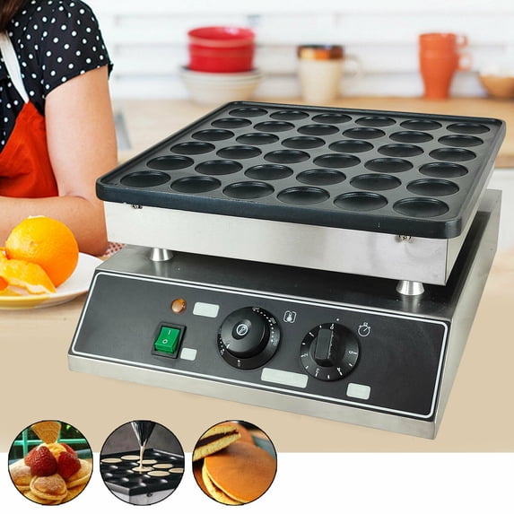 FETCOI Commercial Waffle Maker Nonstick Dorayaki Maker Iron Muffin Machine 36Pcs Mini Dutch Pancake Baker Maker Temperature and Time Control 50~300℃ 1000W