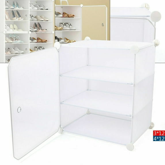 FETCOI Cube Storage Cabinet Shoe Tower Rack Organizer Shelf Stackable Cabinet Unit (3 * 12)