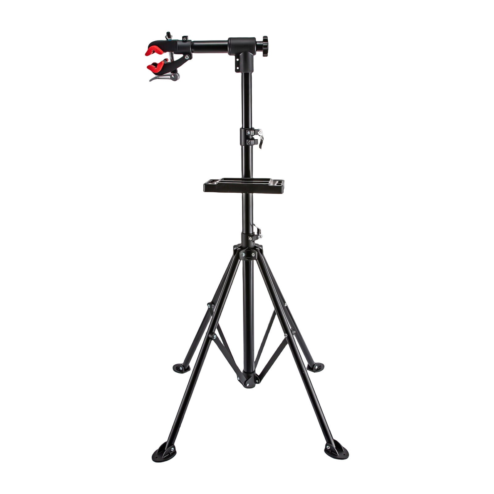 FETCOI Folding Adjustable Bike Repair Work Stand, Black 108190cm with Swivel Clamp (Black & Red