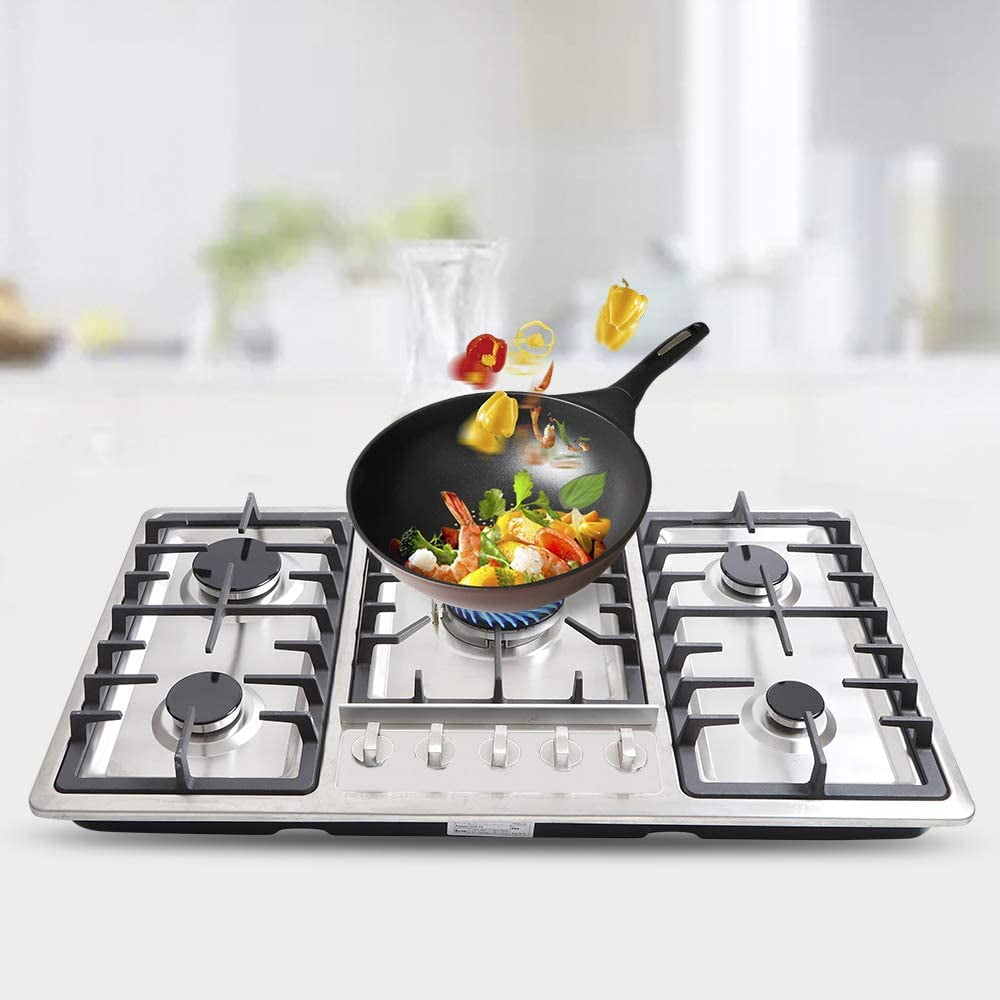 FETCOI Gas Cooktop BuiltIn 5 Burners Cooktop Hob Cooker Kitchen, Stove