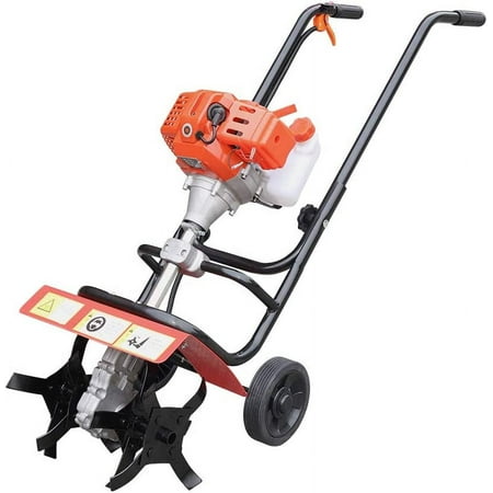 FETCOI Hand Push Soil Micro Tiller 52cc 2 Stroke Single Cylinder Soil Petrol Powered Mini Farm Tiller Cultivator Hand-Pull Recoil Cultivator Gardening Lawn Machine Engine Soil Tool