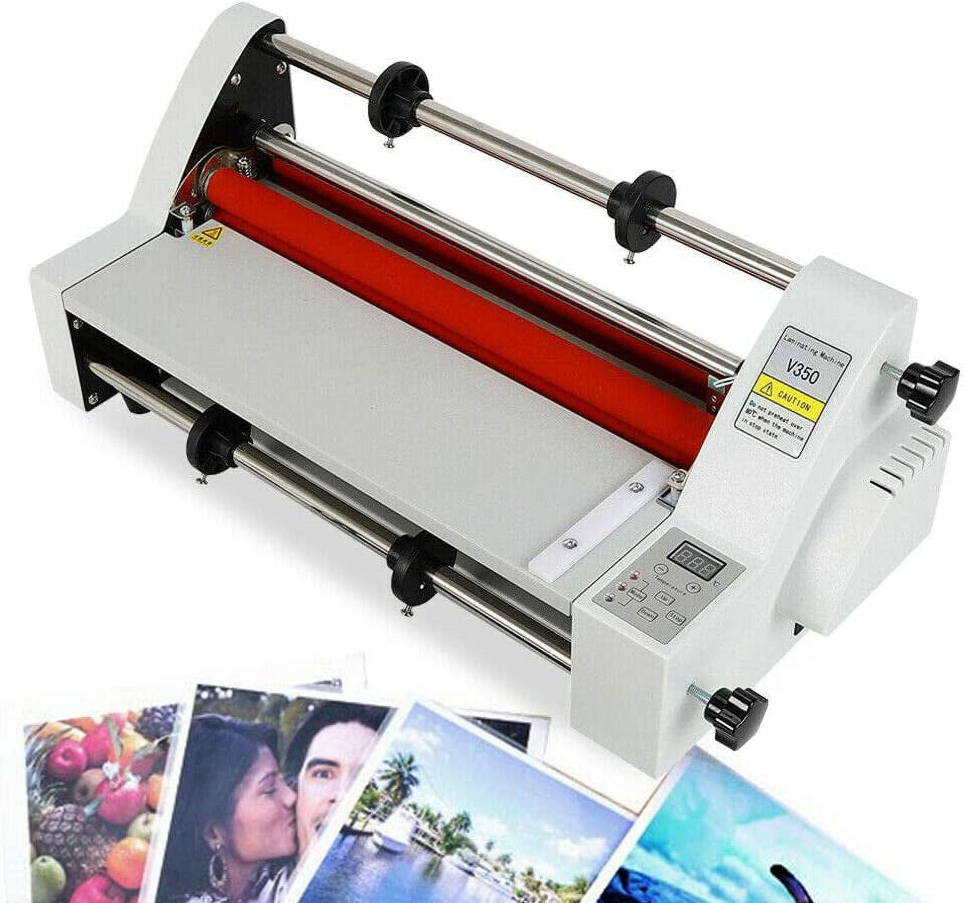 FETCOI Hot Cold Roll Laminator, 110V 13" V350 Laminator Digital Display Single&Dual Sided Laminating Machine 4 Rollers Hot Cold Roll Laminator for BOPP PTE Film