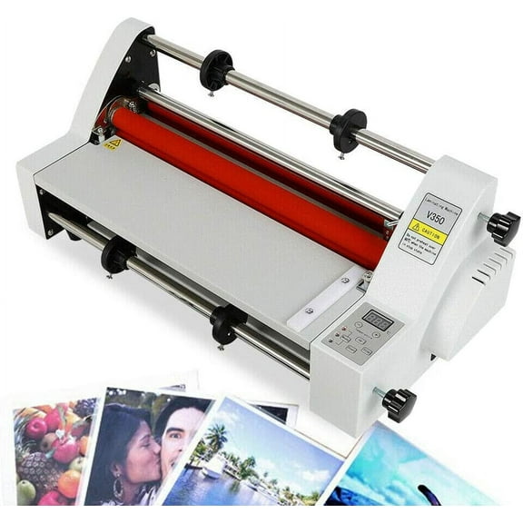 FETCOI Hot Cold Roll Laminator, 110V 13" V350 Laminator Digital Display Single&Dual Sided Laminating Machine 4 Rollers Hot Cold Roll Laminator for BOPP PTE Film