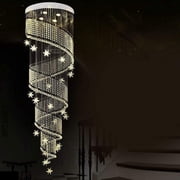 FETCOI LED Modern Ceiling Light K9 Crystal Chandelier Villa Lighting Fixture,D50*H200cm