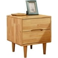 thumbnail image 1 of FETCOI Mid Century Wood Nightstand, Walnut Finish Bedroom Storage Drawer and Shelf with 2 Large Storage Drawers, Rustic Square Bedside End Table Side Table (Natural), 1 of 7
