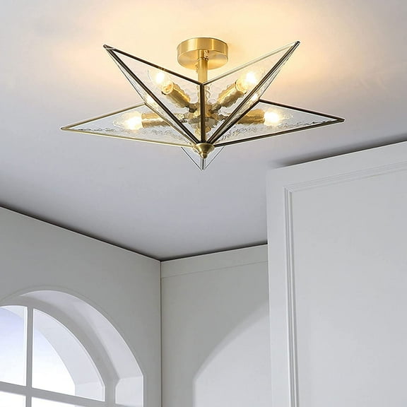 FETCOI Modern Ceiling Light Fixture Chandelier Flush Mount Star Pendant Lamp
