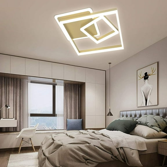 FETCOI Modern LED Ceiling Light,3 Squares Flush Mount Ceiling Lights,Creative Geometric Modern Acrylic Surface Mount Chandelier for Bedroom Living Room Dining Room