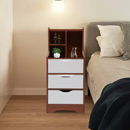 FETCOI Multi-function Storage Table with 3 Drawers Bedroom Bathroom Organizer Dresser