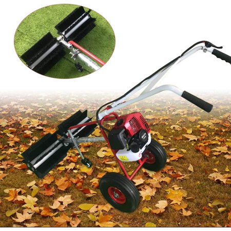 FETCOI Outdoor Walk Behind Sweeping Gas Power Broom, 1.7HP 43CC Powerful Device with 2-Stroke Petrol Engine for Clean Driveways and Sidewalks, Parks and Other Flat Surfaces,Air-Cooled System