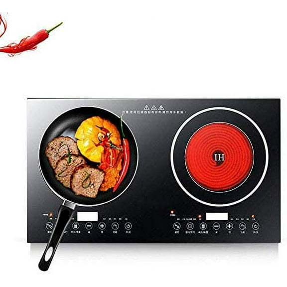 FETCOI, Portable Double Induction Cooktop Portable Electric Cooker Cooktop Countertop Digital Electric Countertop