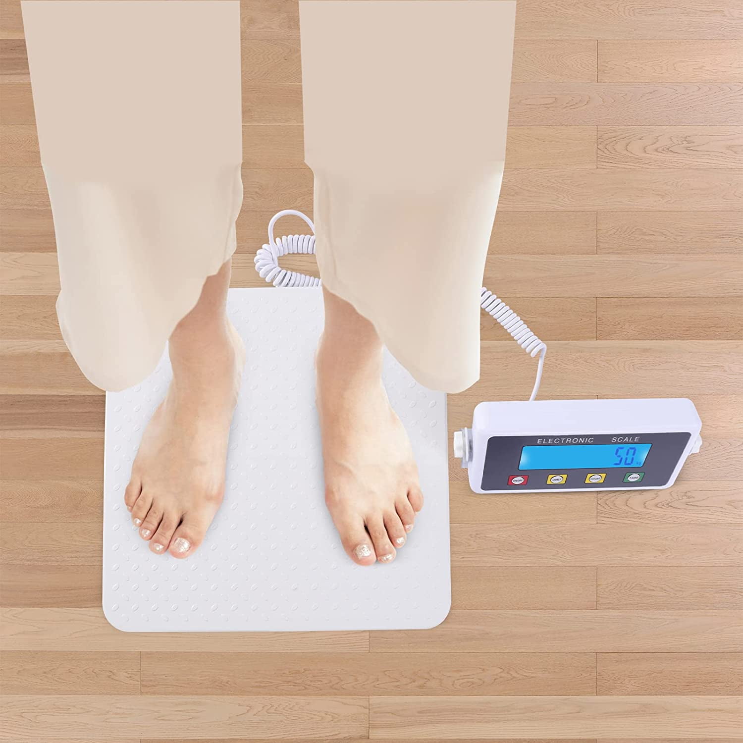 Miumaeov Professional Medical Floor Scale, 660 lb High Capacity Digital Physician Scale, Large Platform Wrestling Scale for Home Gym Hospital Use