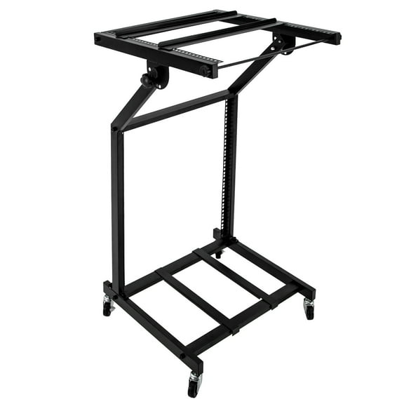 FETCOI Rolling Rack Mount Mixer Case Stand Studio Equipment Cart Stage Amp DJ Black 12U