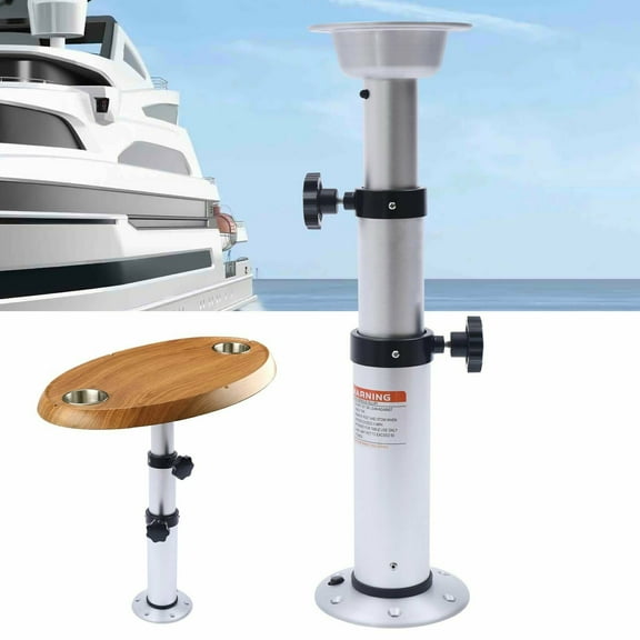 FETCOI Silver Adjustable Table Pedestal Stand Table Base For Marine Boat Motorhome (3 Sections Table Pedestal Stand)