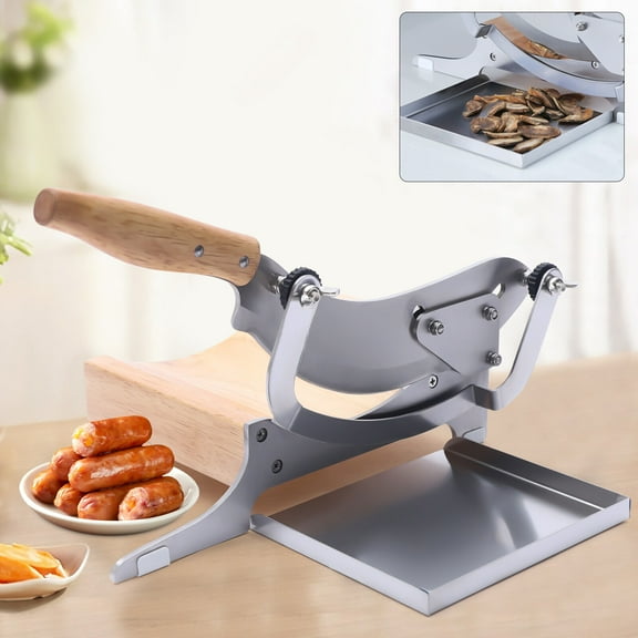 FETCOI Stainless Manual Meat Slicer Adjustable Chinese Medicine Cutter Cutting Machine
