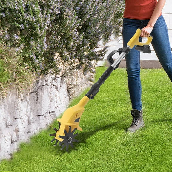 FETCOI Tiller Handheld Cultivator Tiller Battery Powered Garden Yard Tilling 250 RPM