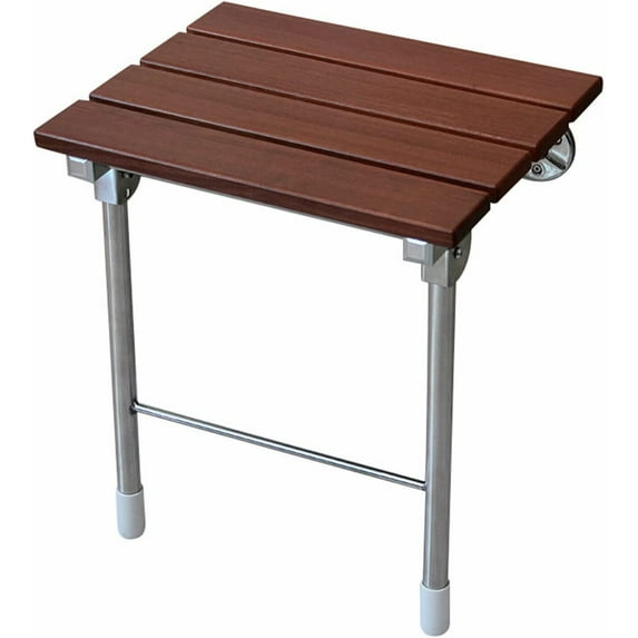 FETCOI Wall Mounted Wood Folding Shower Bath Seat Medical Bench Bathroom Stool, Shower Seat Bench Wooden for Senior, Handicap Disabled, Medical Use Foldable Bathroom Stool Foldaway Shower Chair