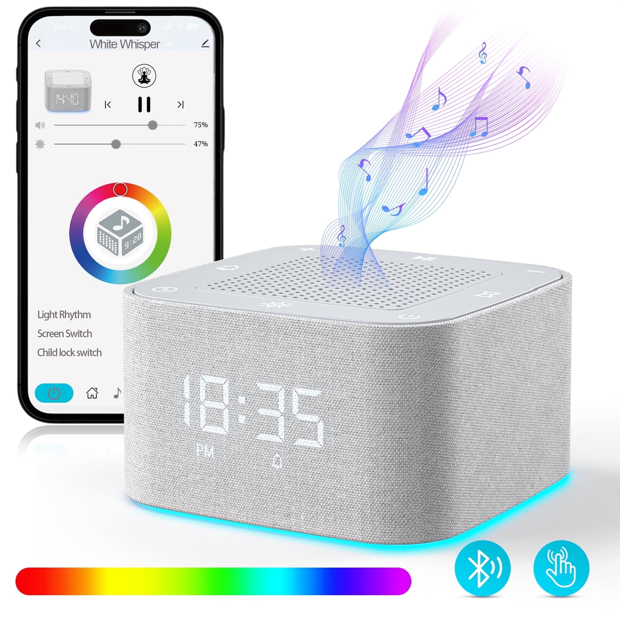 FETERVIC White Noise Sound Machine with Nightlight & Alarm Clock, Sound Machine for Sleep with 32 Soothing Sounds, Adjustable Volume Brightness, Timer for Bedrooms - Ideal for Sleep Relaxation