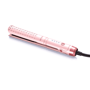 FETERVIC Airflow Curling Iron Flat Iron - Hair Straightener and Curler 2 in 1, 1.25 Inch Curling Wand for Long Short Hair, Dual Voltage for Travel, 54 Million Ionic, Anti-Tangle, 4 Temps,Pink