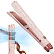 FETERVIC 2-in-1 Airflow Curling Iron Flat Iron, Hair Straightener & Curler, 1 Inch Curling Wand with 20 Million Negative Ions, 4 Temp Settings , Dual Voltage for Travel, Anti-Tangle