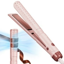 FETERVIC 2-in-1 Airflow Curling Iron Flat Iron, Hair Straightener & Curler, 1 Inch Curling Wand with 20 Million Negative Ions, 4 Temp Settings , Dual Voltage for Travel, Anti-Tangle