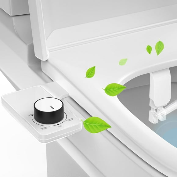 FETERVIC Bidet Attachment, Non-Electric Cold Water Bidet Toilet Seat Attachment with Pressure Controls, Retractable Self-Cleaning Dual Nozzles for Frontal & Rear Wash, White
