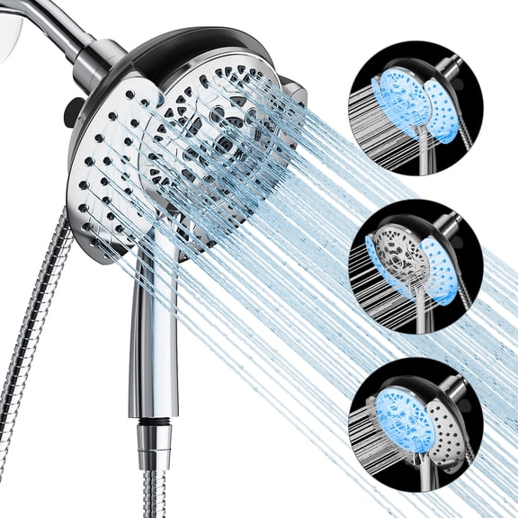 FETERVIC 2-in-1 Shower Head High Pressure with Rainfall Showerhead Handheld Showerheads Detachable Shower Heads with Hose 2.5GPM Double Shower Heads Combo