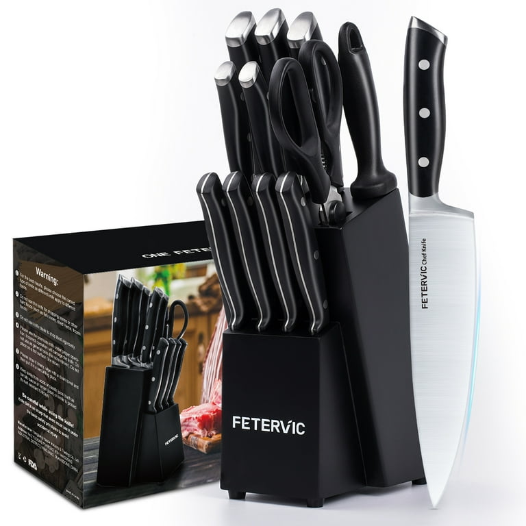 VAVSEA Knife Block Set, 16 Pieces Kitchen Knife Set with Block, Stainless  Steel Knife Set for Best Gift, Home