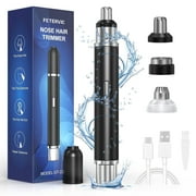 FETERVIC Nose Hair Trimmer for Men Women, Professional Painless USB Rechargeable Ear Nose Beard Hair Remover, 3 Cutter Head