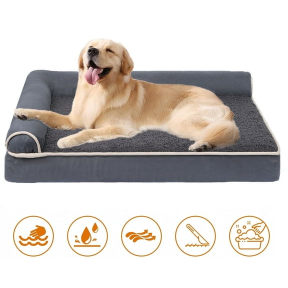 AUOSHI Orthopedic Dog Bed for Medium Dogs, with Egg Crate Foam Support and Non-Slip Bottom, Fluffy, Soft, and Machine Washable Removable Pet Bed Cover 32 inch, Grey