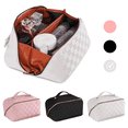 thumbnail image 1 of FETERVIC Travel Makeup Bag,Large Capacity Cosmetic Bags for Women,Waterproof Portable Pouch Open Flat Toiletry Bag Make up Organizer with Divider and Handle，White, 1 of 8