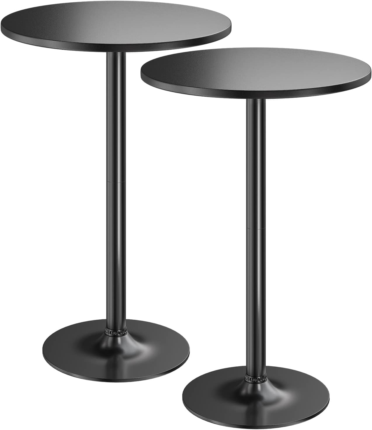 Black Round MDF and Metal Bar Height Pub Table Set