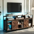 FETON Brown TV Stand for 65 inch TV, Mid Century Modern Style, Sliding
