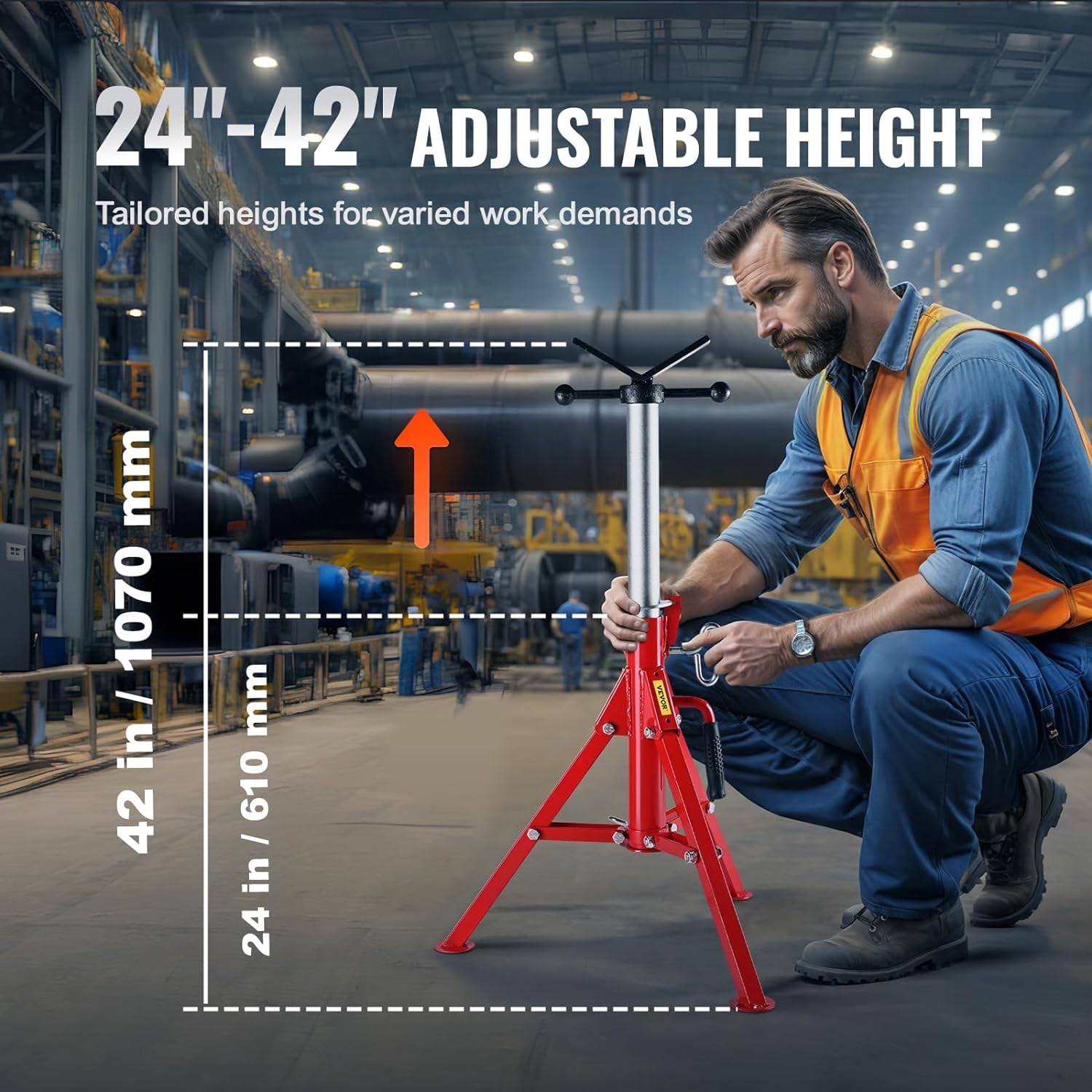 FETON HeavyDuty Pipe Stand Adjustable Folding Pipe Jack Stand Sturdy
