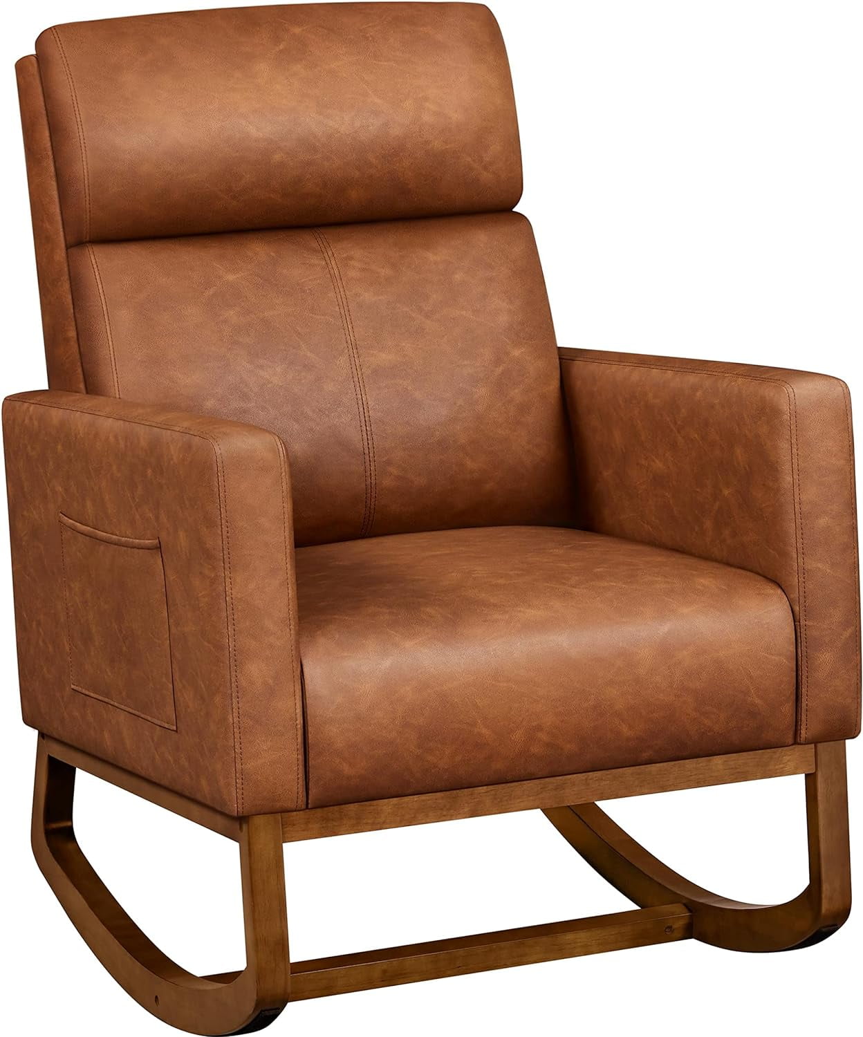 FETON Leather Glider Chair, Modern Rocking Chair, Nursery Faux Leather ...