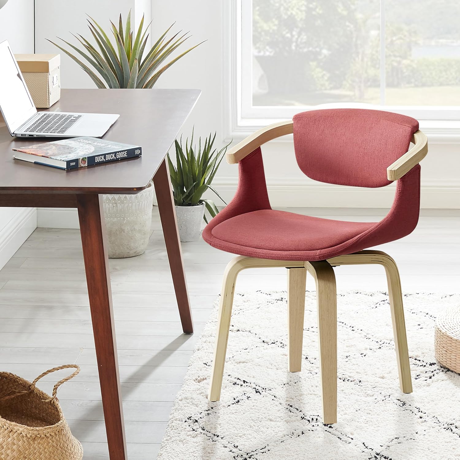 FETON Mid Century Office Chair - Fabric Upholstered Swivel Accent Chair ...