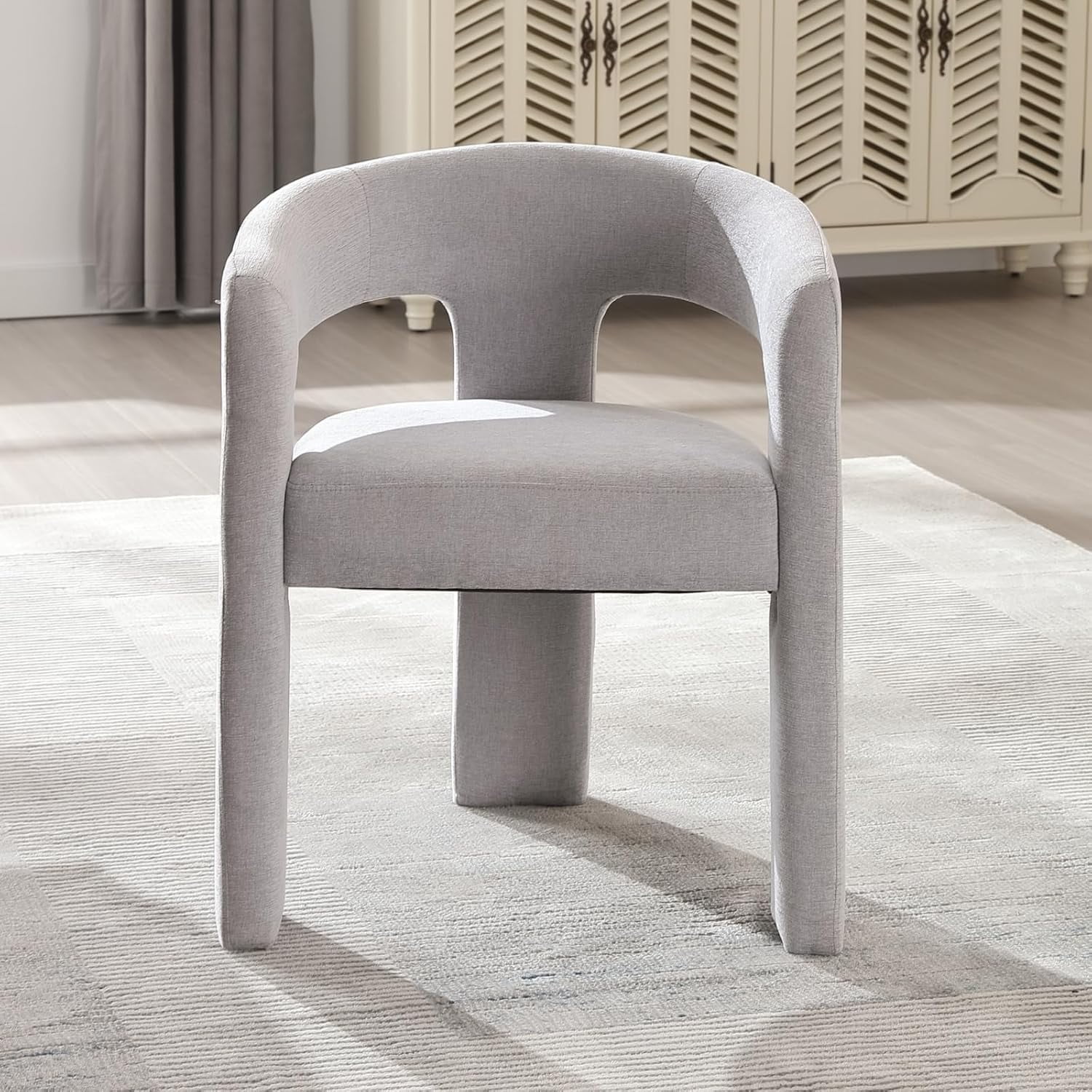 FETON Modern Chenille Barrel Dining Chair Upholstered Fabric Dining ...