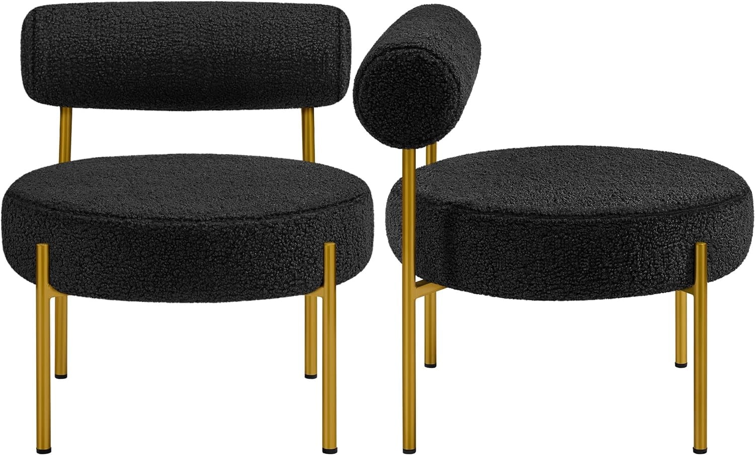 FETON Modern Vanity Chair, Boucle Fabric Accent Chair with Gold Metal ...