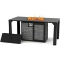 FETON Outdoor Fire Pit Dining Table 62.5" Aluminum Rectangular Propane