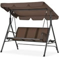 FETON Outdoor Patio Swing with Canopy,Porch Swing with Stand 3 Person