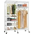 FETON R4 Heavy Duty Rolling Garment Rack with Lockable Wheels 6 Tiers