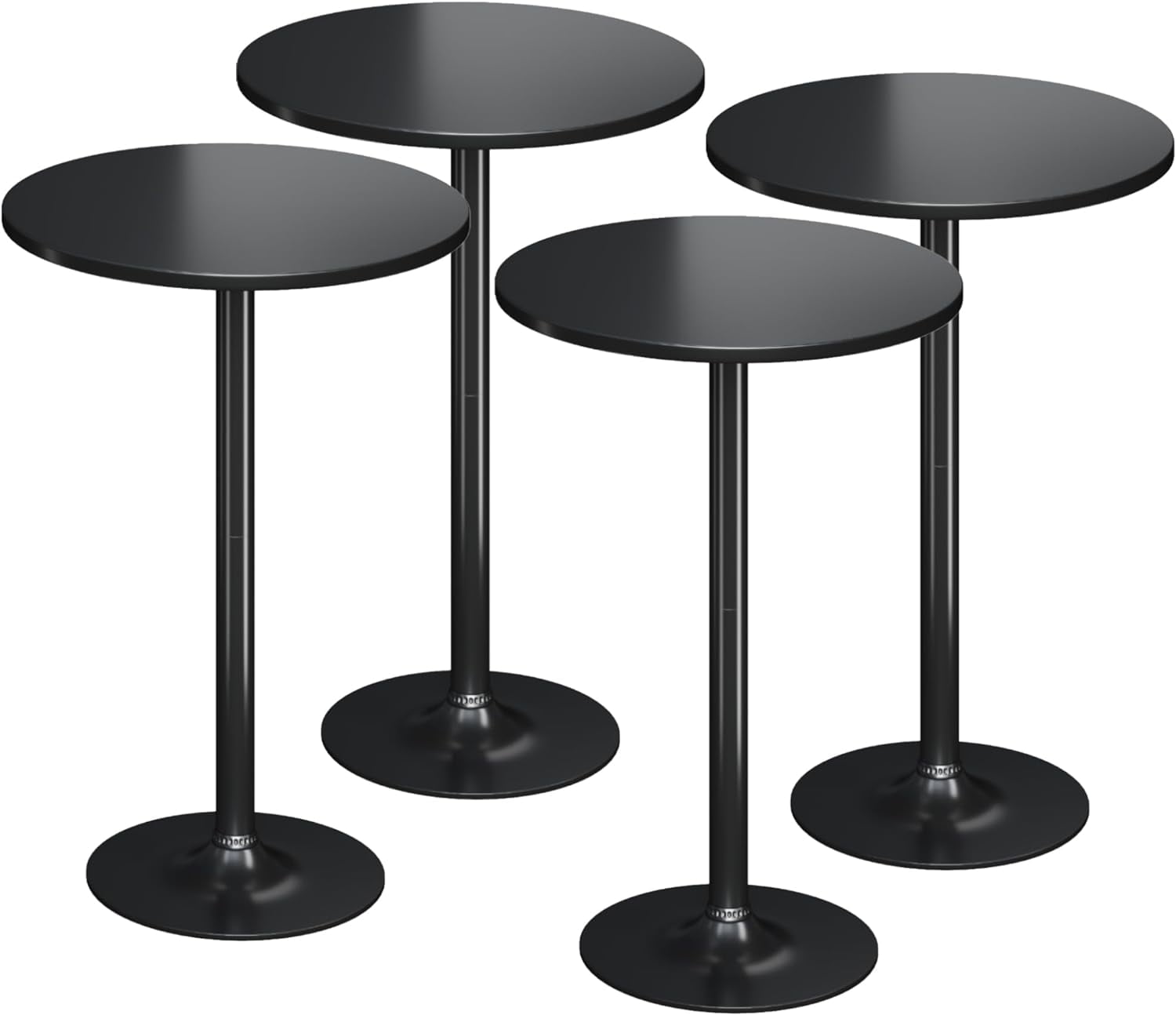 Black Round MDF and Metal Bar Height Pub Table Set
