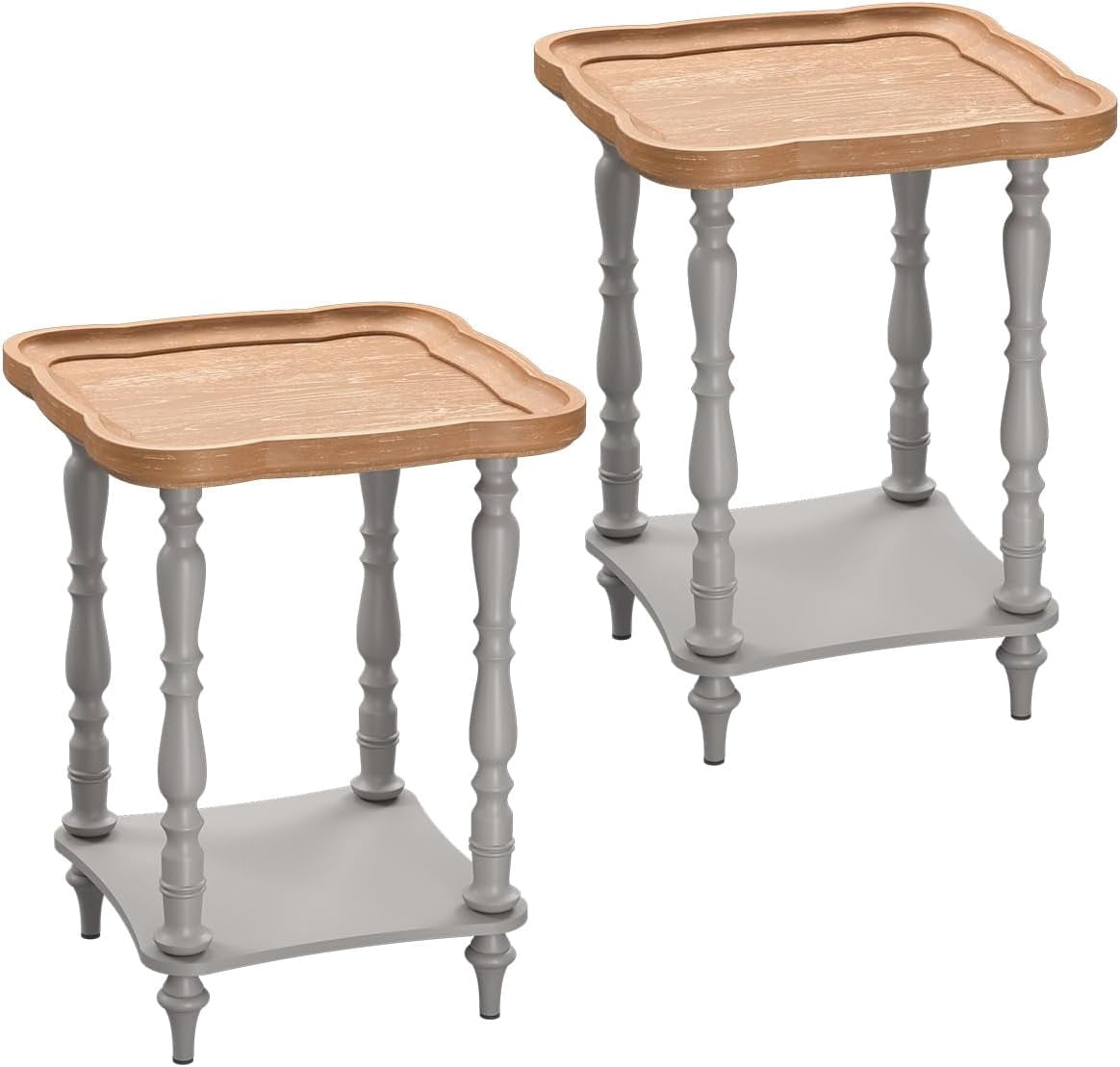 FETON Rustic Farmhouse Cottagecore Accent End Table, 19'' Square French ...