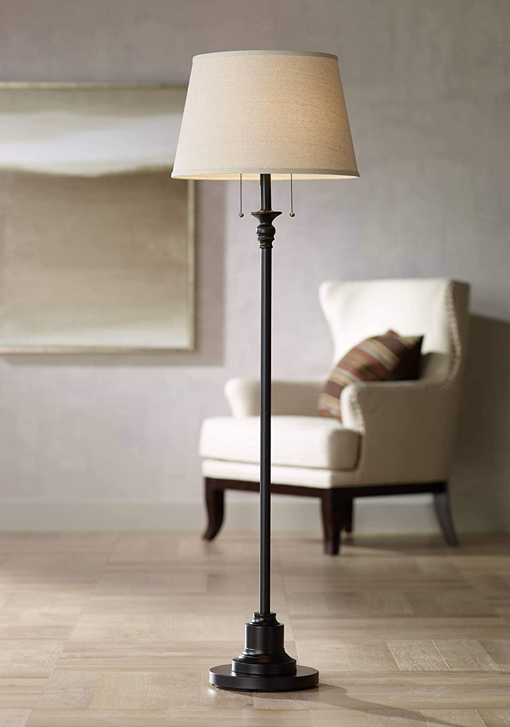 FETON Spenser Traditional Floor Lamp Standing Exquisite 58" Tall Oiled Bronze Brown Metal Thin ...